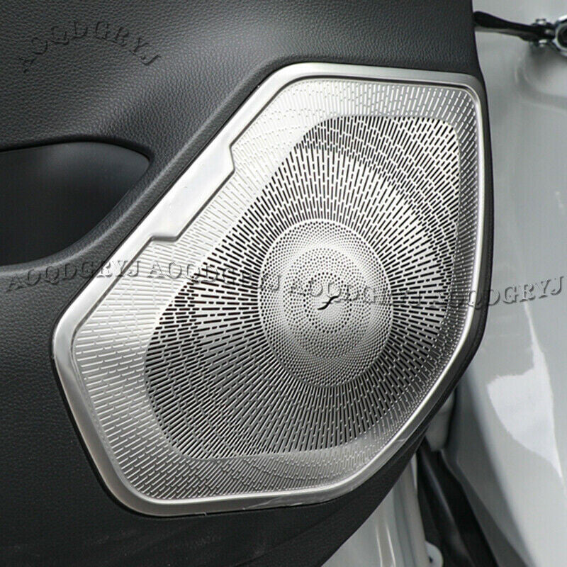 4P Silver Car Interior Door Stereo Speaker Cover Trim for TOYOTA RAV4 2019-2022