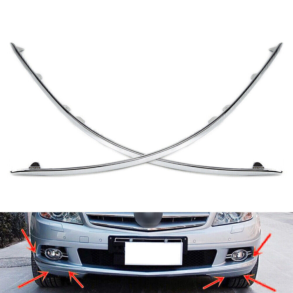 Avantgarde Front Bumper Chrome Trim LH+ RH Fit for Mercedes C-Class W204 2007-2010
