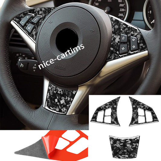 3¡ÁForged Carbon Fiber Steering Wheel Decor Trim for BMW 6 series E63 E64 2004-10