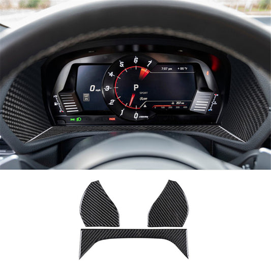 3Pcs Carbon Fiber Interior Speedometer Cover Trim for Toyota Supra A90 2019-2022