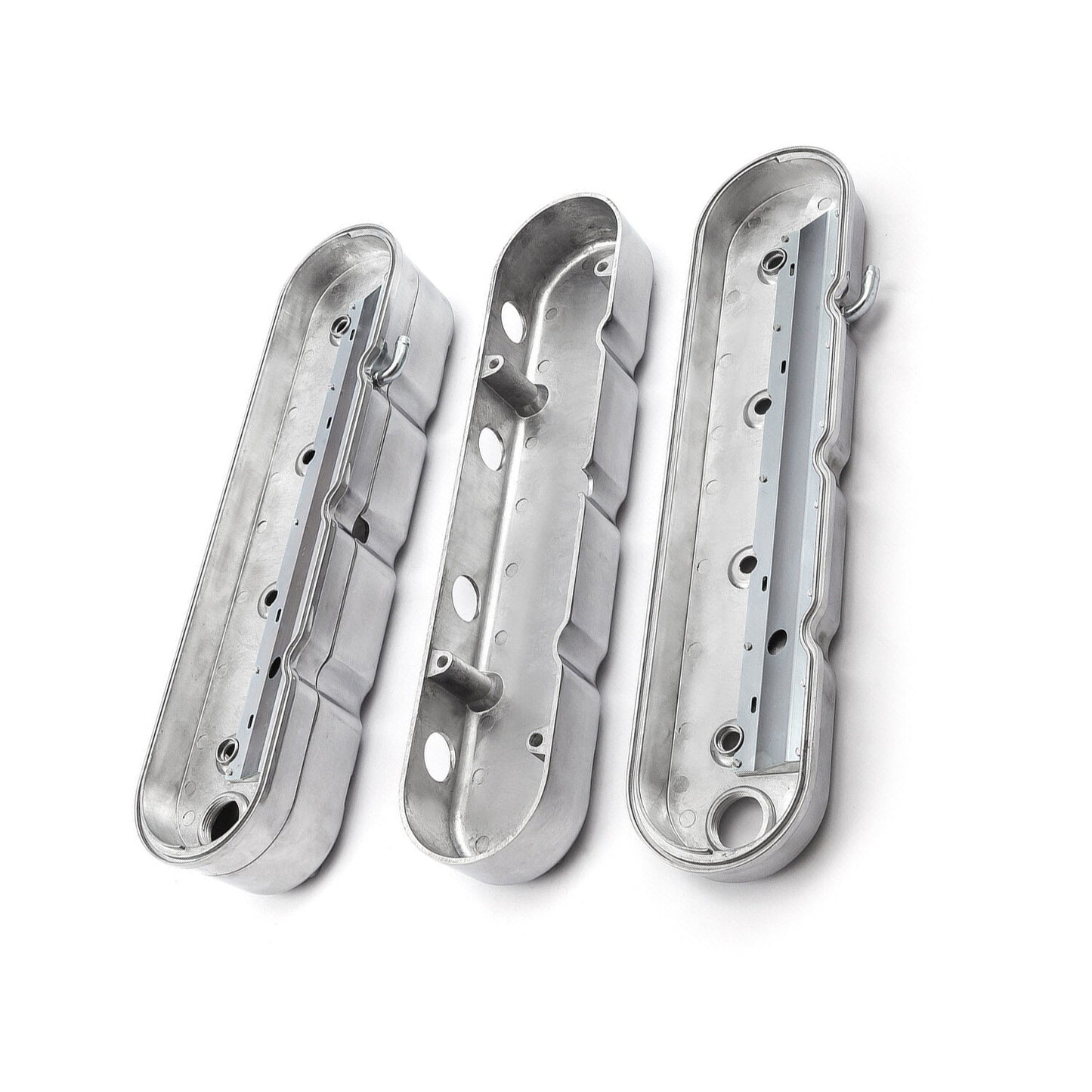 2PC Finned Vintage Hidden Coil Aluminum Valve Cover-Polished 241181 for Chevy LS
