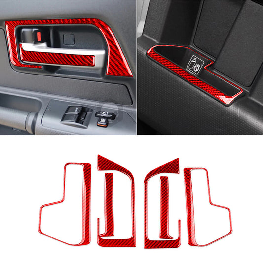6¡ÁRed Carbon Fiber Interior Door Handle Panel Trim For Toyot@ FJ Cruiser 2007-21