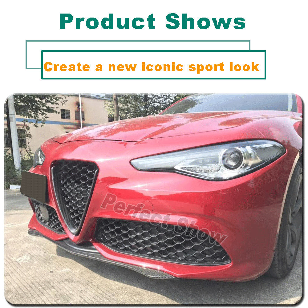 Carbon Front Grill Mesh Frame Cover Fit for Alfa Romeo Giulia Sport Quadrifoglio