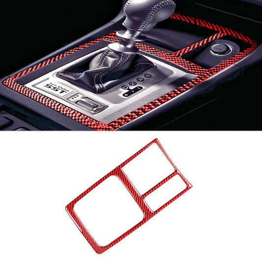Red Carbon Fiber Gear Shift Panel Cover Fit for Mitsubishi Lancer 2008-15