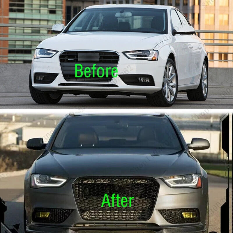 2x for Audi A4 B8.5 Facelift Models 13-16 Fog Light Cover Grille Honeycomb Hood