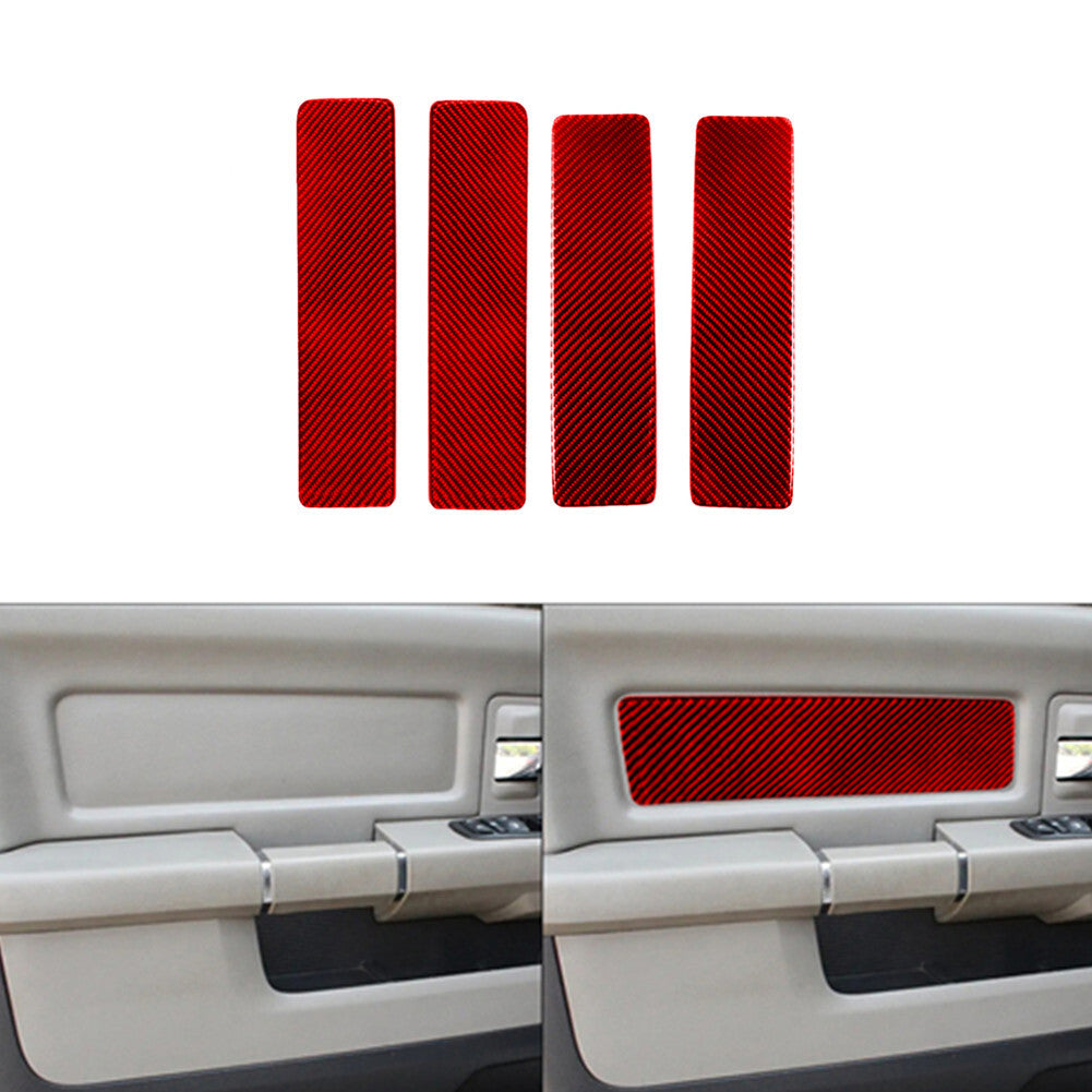 4pcs Red Carbon Fiber Door Side Door Panel Trim for Dodge for Ram 1500 2009-2012