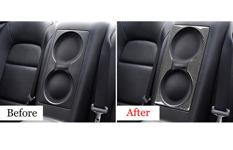 Middle Console Drinking Glass Trim for Nissan GTR R35 2009-16 Black Carbon Fiber