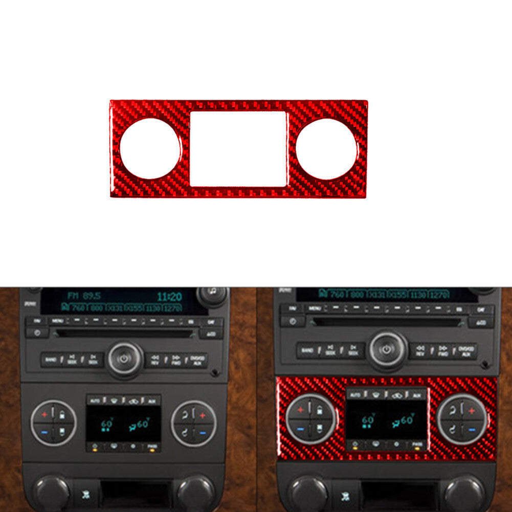 Red Carbon Fiber Digital Climate Cover Trim For Silverado/tahoe/ for sierra 2007-2014