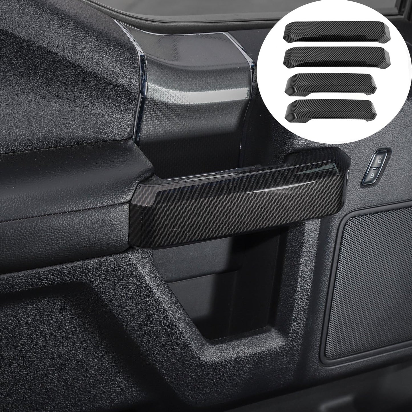 4PCS Carbon Fiber Black for Ford F-150 2015-2020 Inner Door Handles Cover Trims