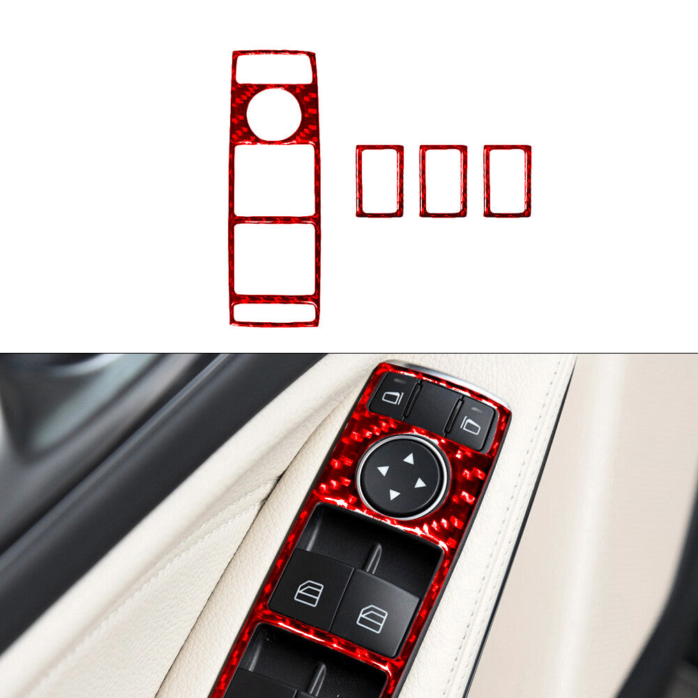 4X Red Window Buttons Trim Cover for Mercedes Benz CLA 2014-2018 /GLA 2015-2018