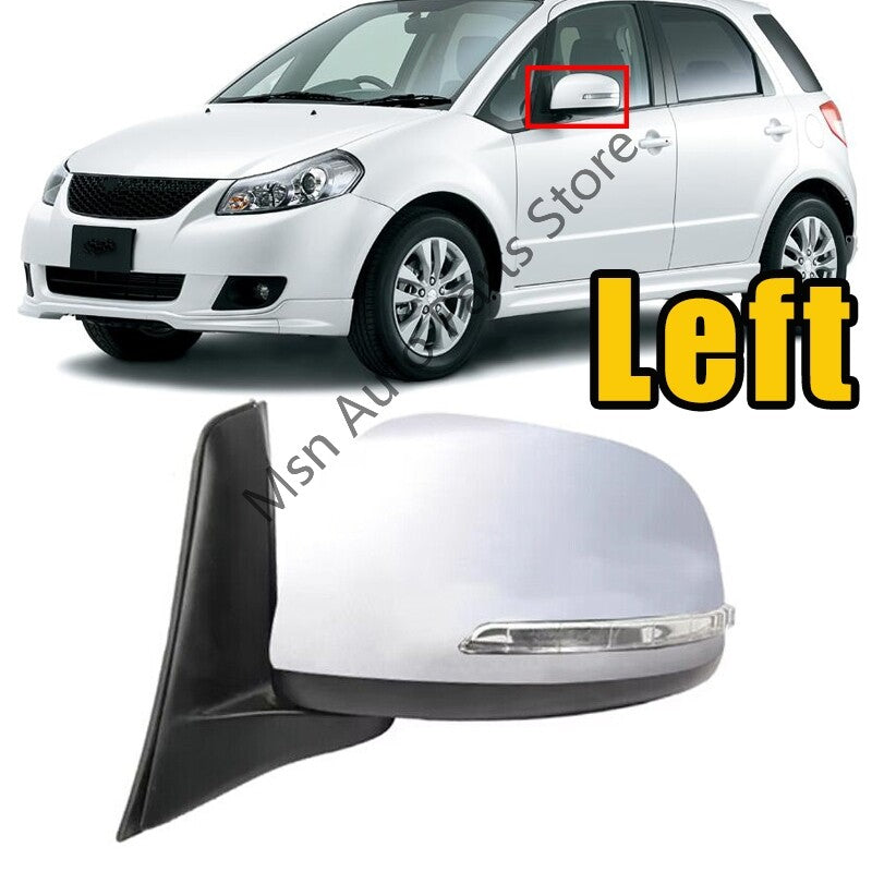 Left Outside Door Rearview Mirror Assembly White for Suzuki SX4 2012 2013