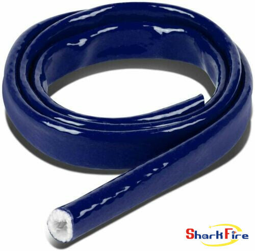 Blue silicone-coated fiberglass heat-insulating fireproof sleeve suitable for 3-foot oil fuel lines.