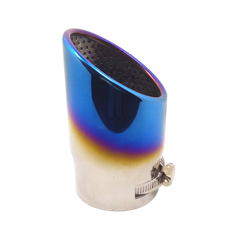 1Pcs Car 87mm Baked Blue Tail Rear Exhaust Muffler Tip Pipe Trim Rear Cover