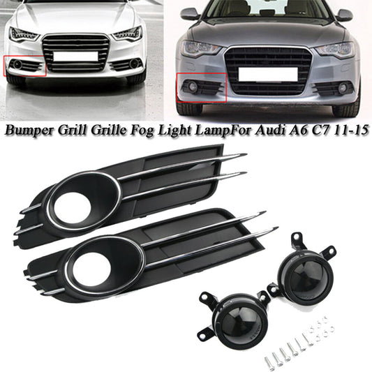 Front lower bumper grille and fog light kit for 2011-2015 for Audi A6 C7