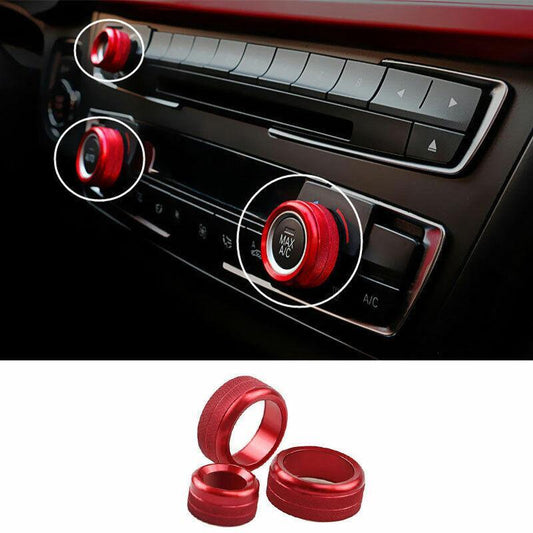 for BMW X5 X6 2008-2013 Red Aluminum Air Conditioning Button Control Ring Trim