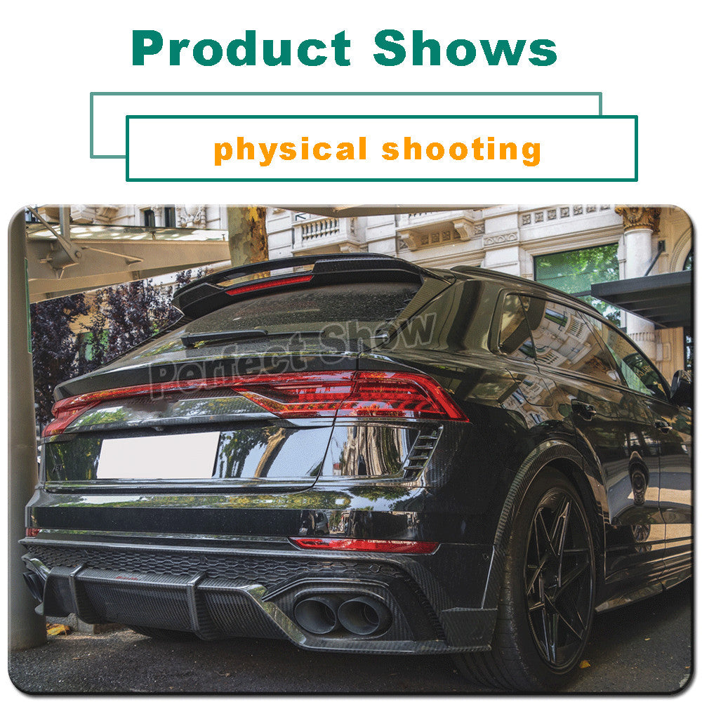 for Audi RSQ8 RS Q8 2020-23 Real Carbon Fiber Rear Roof Spoiler Top Window Wing