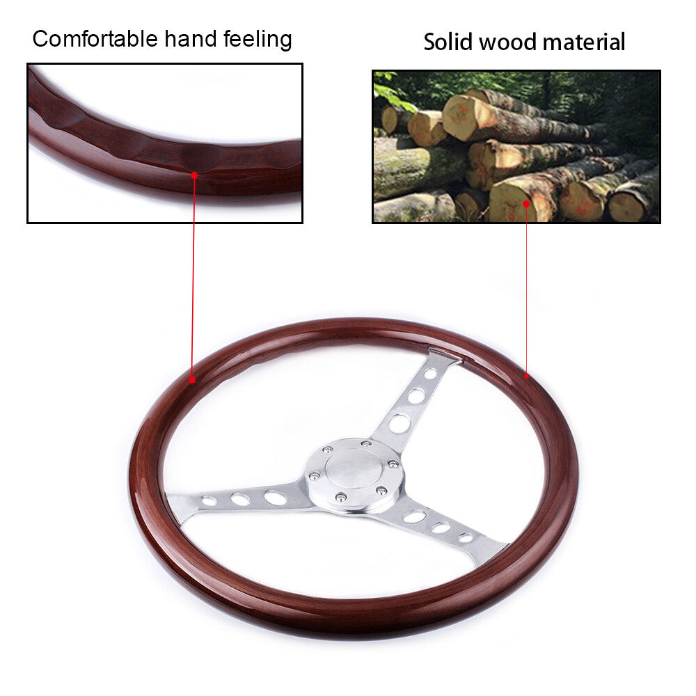 15 Wood Steering Wheel with Horn Button+Hub Adapter For EK
