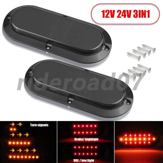 2X LED Brake Tail Lamp Flowing Turn Signal Light Red+Yellow For Truck Trailer RV