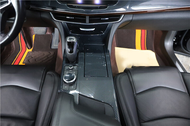 Console Gear Shift Frame Cover Trim 2PCS for Cadillac CT6 2016-2020 Carbon Fiber