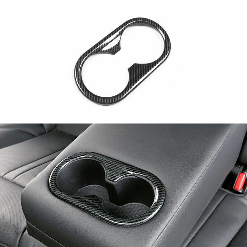 for Hyundai Sonata 2020-2023 Carbon Fiber Rear Water Cup Holder Frame Cover Trim