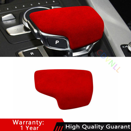 Fit for Audi Q5 Q7 2017-2024 Red Alcantara Inner Gear Shift Knob Head Cover Trim