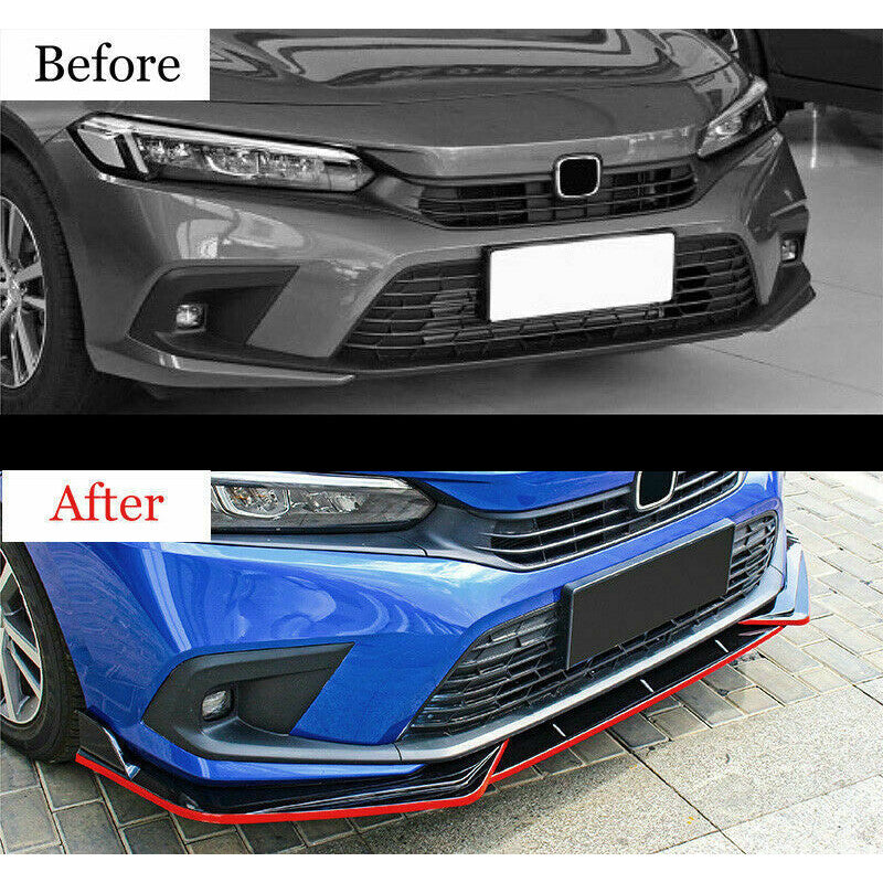 for Honda for Civic Sedan 22-23 BlackRed Front Bumper Lip Splitter Spoiler Lip Kit