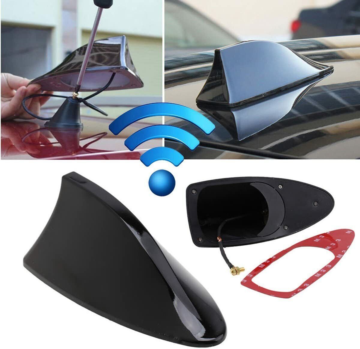Universal BLACK Shark Fin Car Roof Antenna Radio FM/AM Signal Aerial Accessories