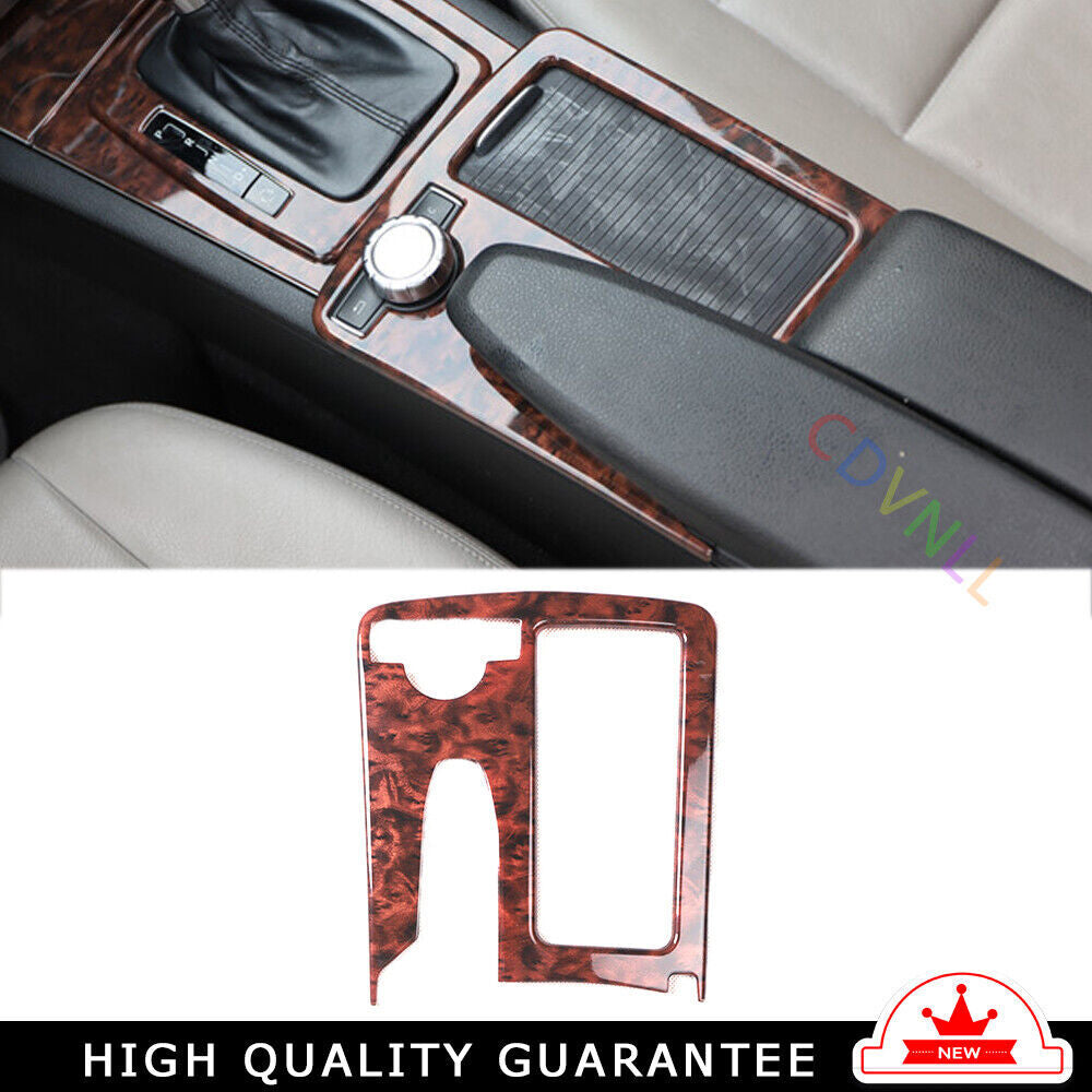Middle Console Gear Shift Panel Trim for Mercedes-Benz C-Class 11-13 Brown Wood