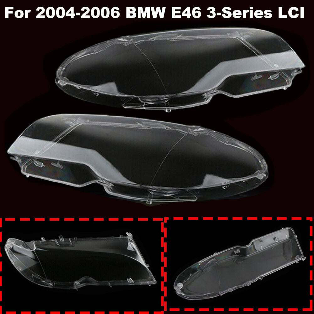 Pair Headlight Headlamp Lens Cover For 2004-2006 for BMW 3 Series E46 2DR Coupe