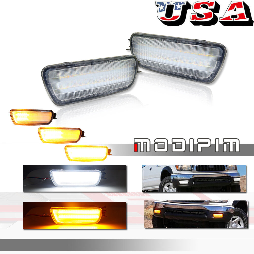 2-Pack Clear Lens LED Front DRL Signal Lights for 2001-2004 for Toyota Tacoma 2WD/4WD