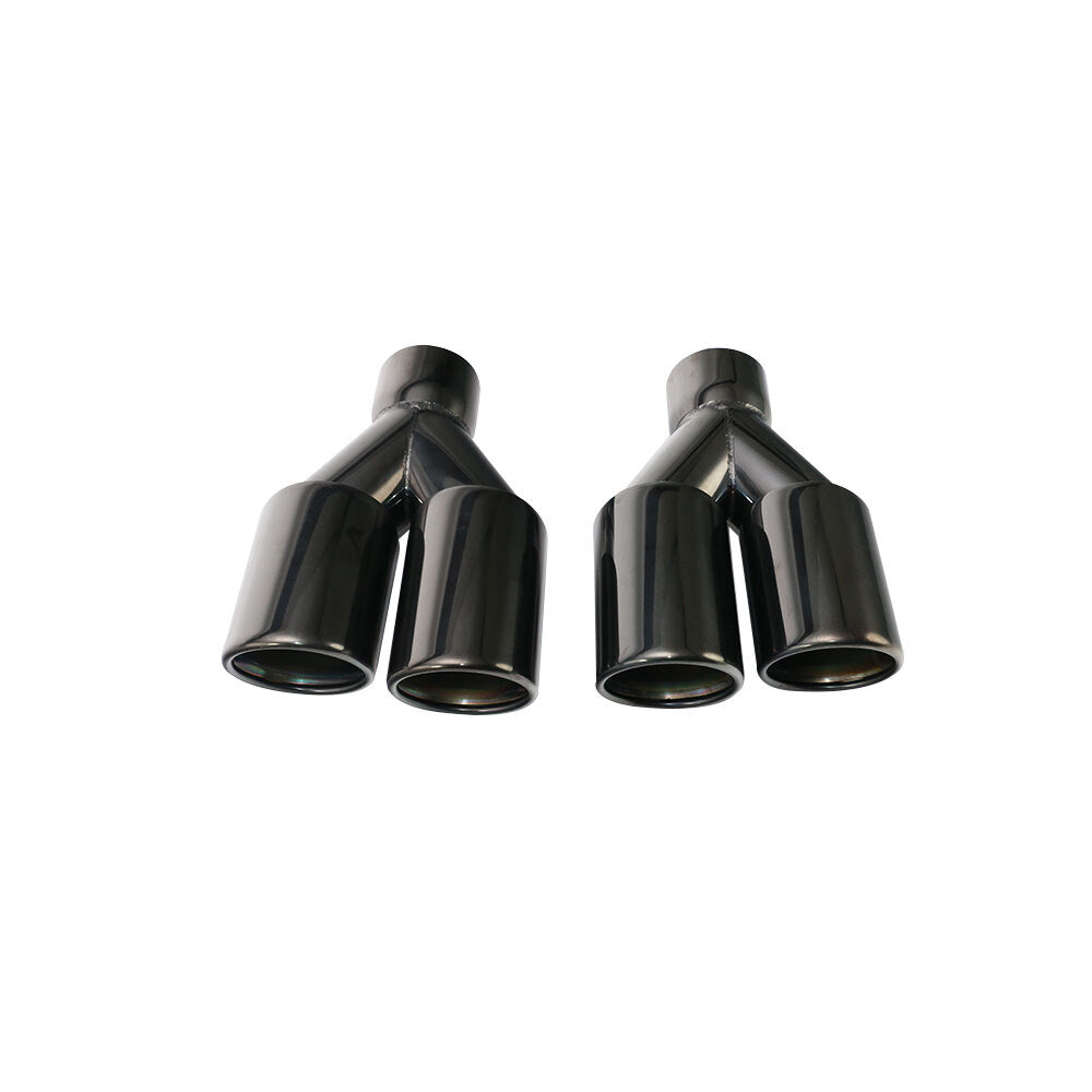 Pair 2.5'' ID 3'' OD Black Welding Dual Exhaust Pipe Tip Dual Tips Rolled Black