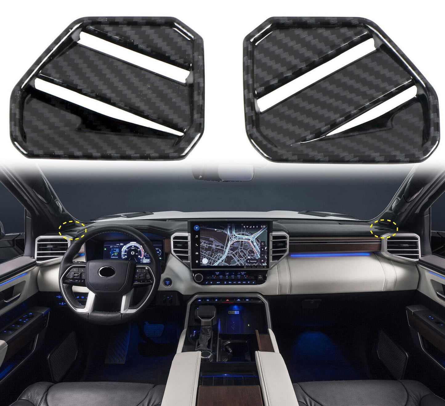 Carbon Fiber Black for Toyota Tundra 22-23 Accessories Interior Kit Cover Trims