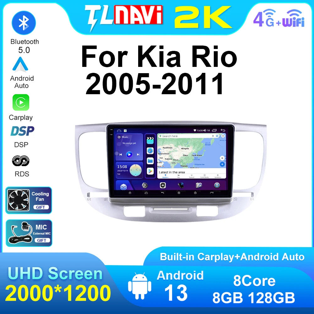 for Kia Rio2 2005-2011 Stereo CarPlay Car Radio Android Video Player Screen GPS