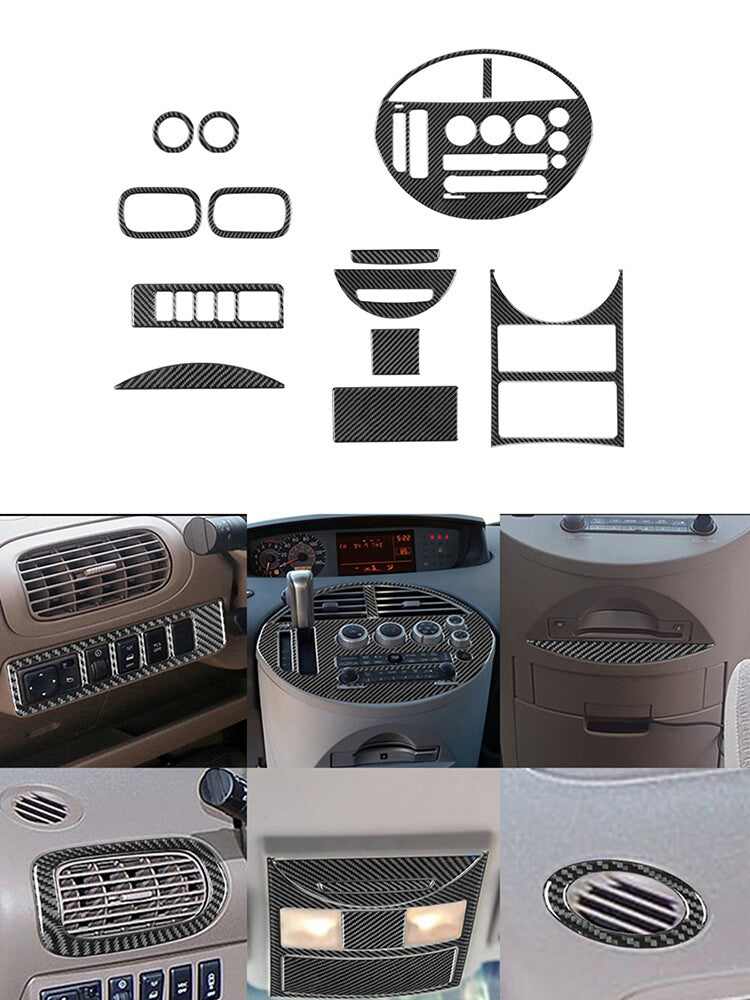 13Pcs Interior Decorative Cover Trim Carbon Fiber for Nissan Quest 2004-2006