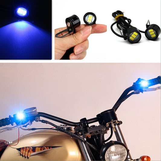 Motorcycle Spotlight Blue Hawkeye LED Headlight Running Light Driving Fog Lamp