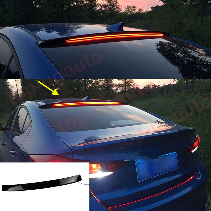 1x LED taillight Black Rear window roof Spoiler Wing for Hyundai for Elantra 2017-18