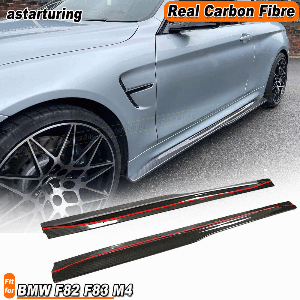 for BMW F82 F83 M4 2014-2019 REAL Carbon Side Skirts Extension Lip Rocker Panel