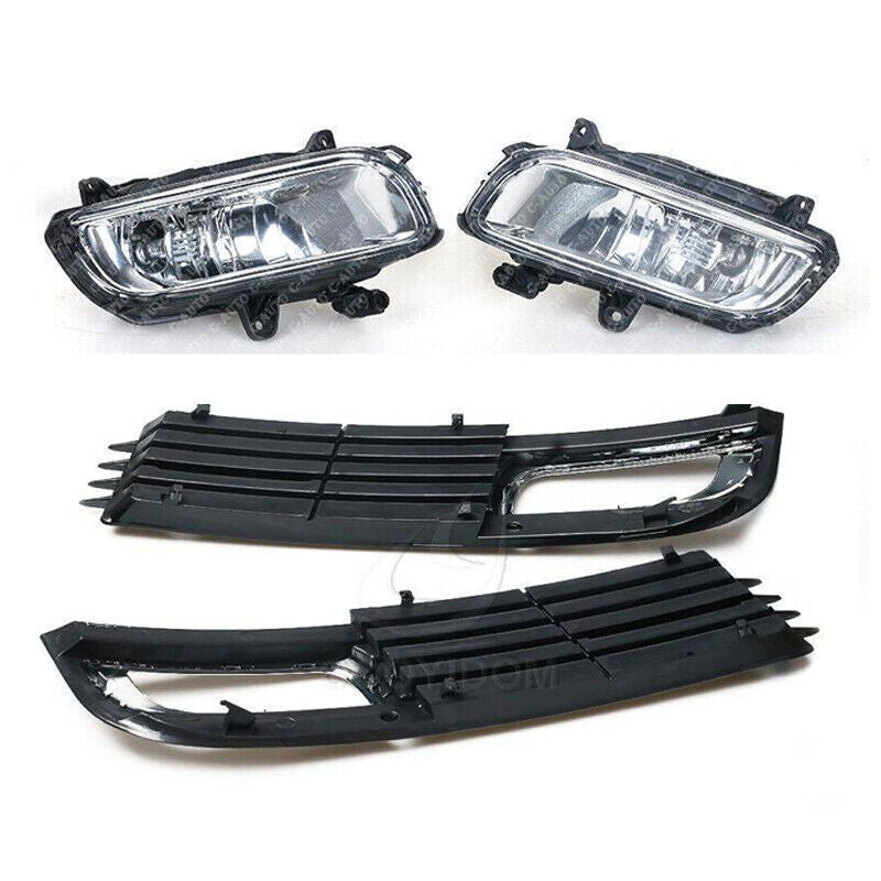 4PCS Front Bumper Grille Covers + Fog Lights for Audi for A8 QUATTRO for A8 D3 2008-2010