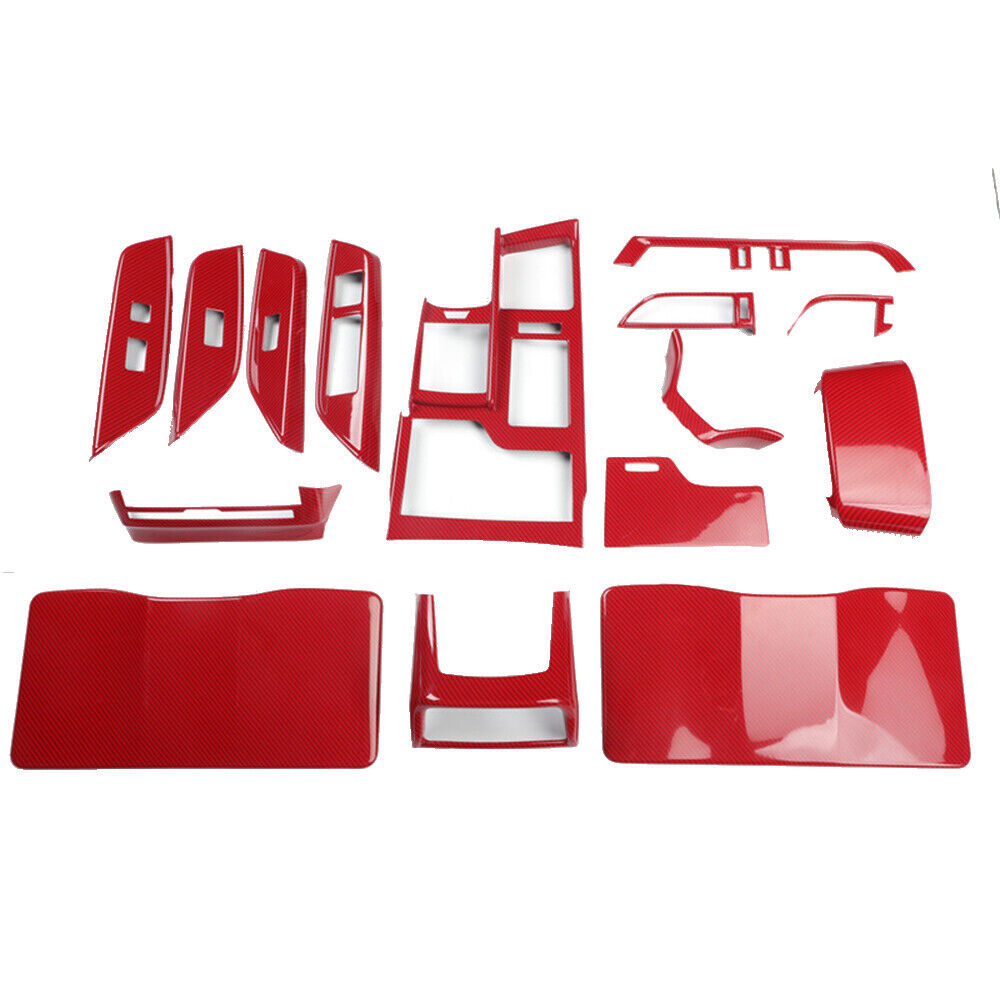 Car Interior Decoration Full Set Trim 15PCS for Lexus for ES 18-21 Red Carbon Fiber
