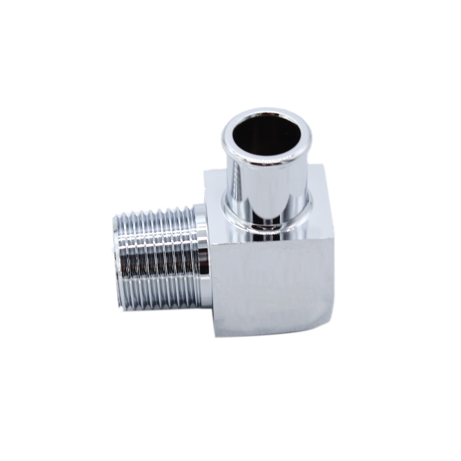 Aluminum 90¡ã Deg Heater Hose Fitting 1/2in NPT to 5/8in Hose Barb Chrome Billet