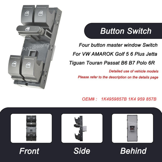 Four Button Master Window Switch for VW AMAROK for Golf 5 6 Plus OE 1K4959857B