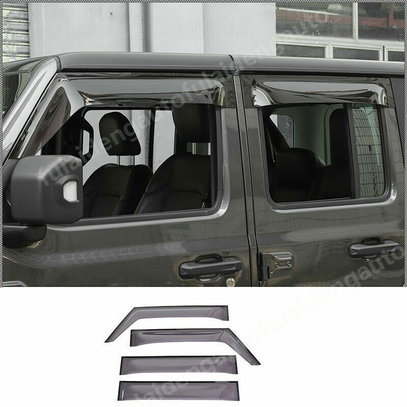 for Jeep for Wrangler 18-24 Smoke Window Visor Vent Sun Shade Rain Guard Door Visor