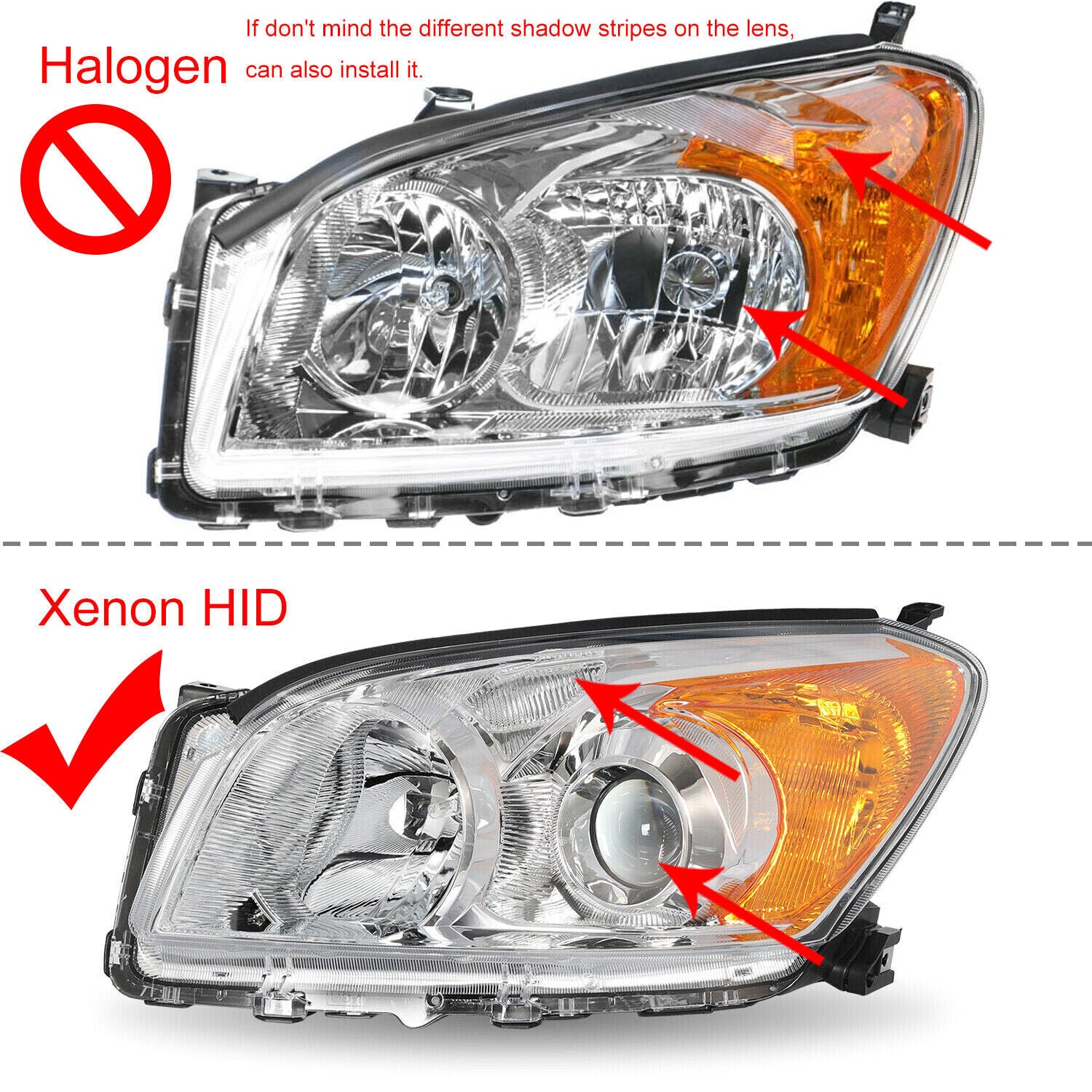 Replacement headlight lens cover housings for Toyota RAV4 (2009-12-)
