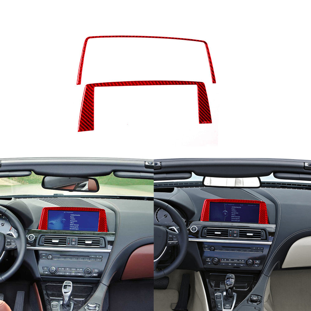 Red Carbon Fiber Center Console Display Trim for BMW 6Series F12 F13 2011-2018