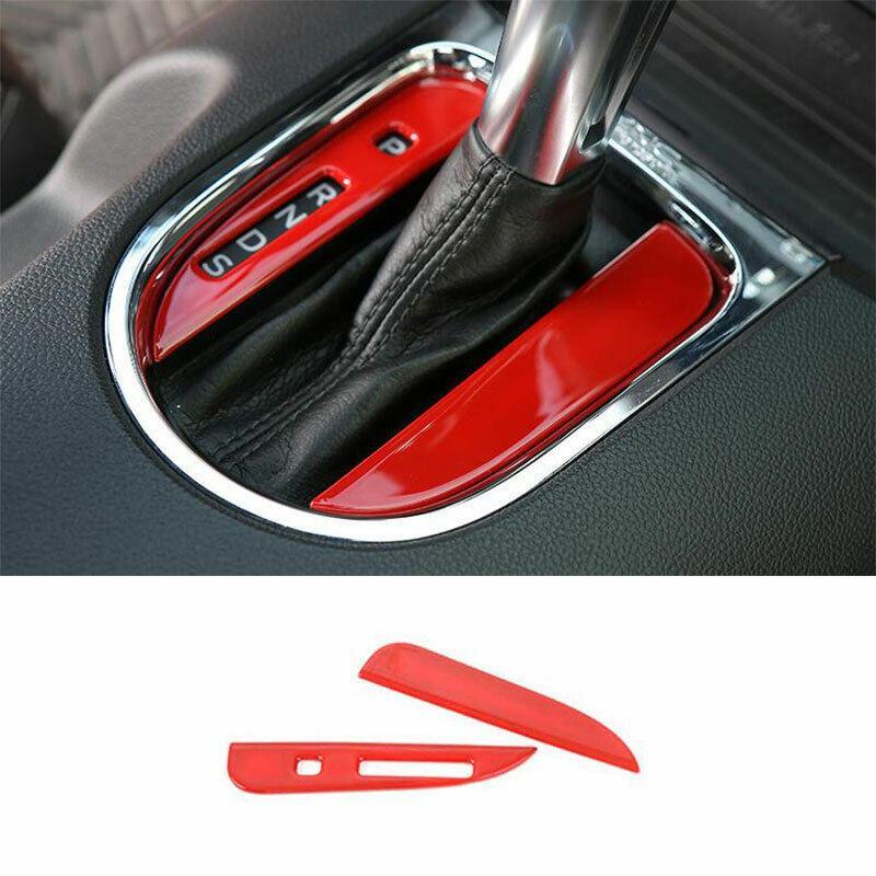 for Ford for Mustang 2015-2022 Paint Red Middle Console Gear Shift Frame Trim 2PCS