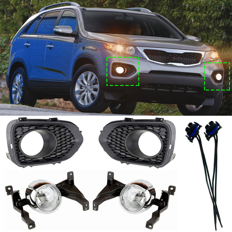 Set Front Bumper Fog Light Lamp Cover Connector for KIA Sorento 2010 2011-2012