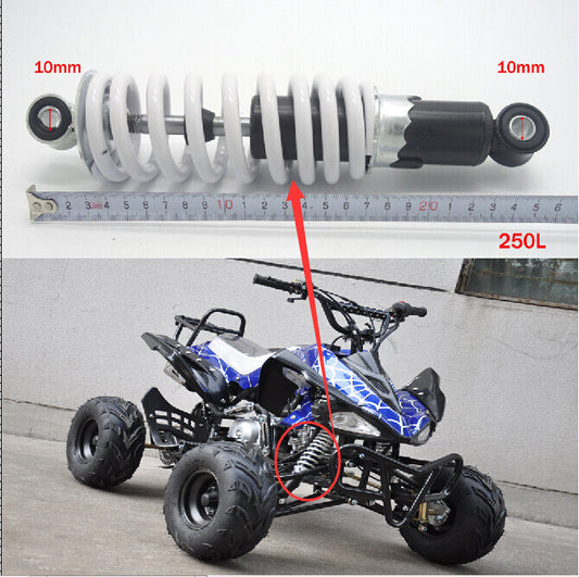 250mm 10-inch rear shock suspension suitable for go-karts, all-terrain vehicles, four-wheeled vehicles, three-wheeled vehicles, and 4-wheeled vehicles.