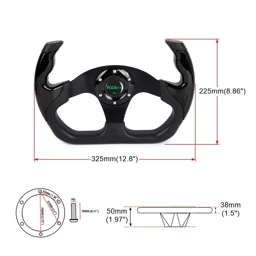 13 325mm U-Shape Flat Drift Racing Steering Wheel Horn Button Universal 6 Hole