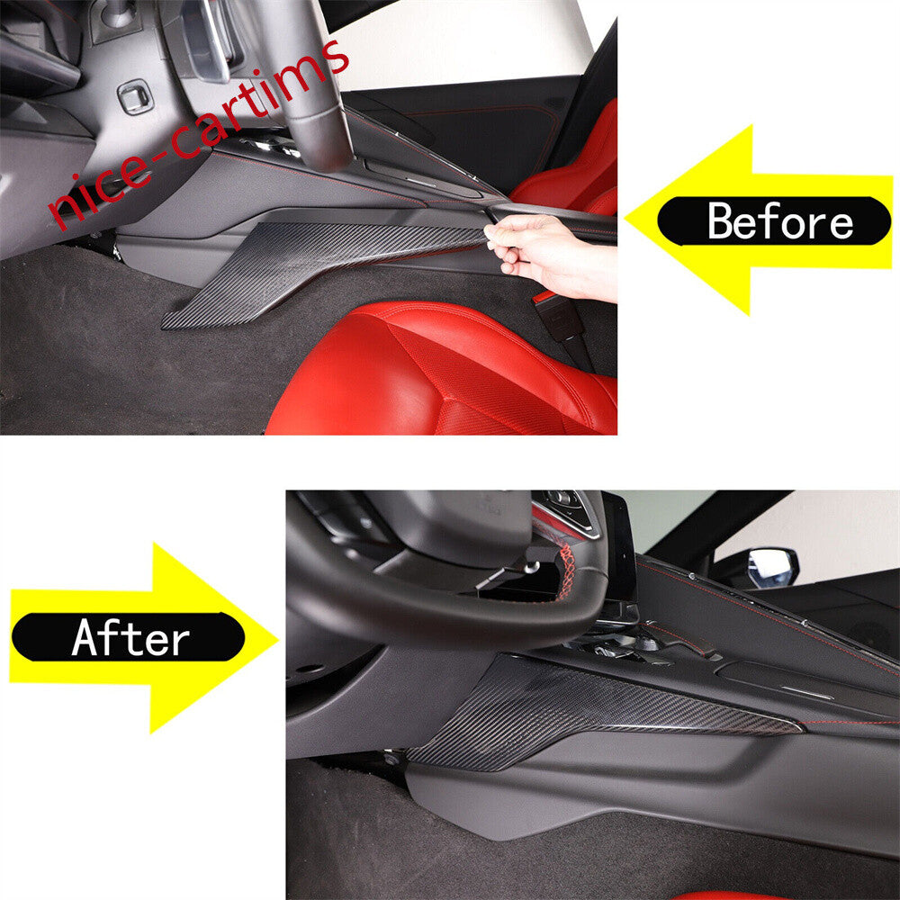 2¡ÁReal Carbon Fiber Center Console Side Knee Panel Cover for Corvette C8 2020-24