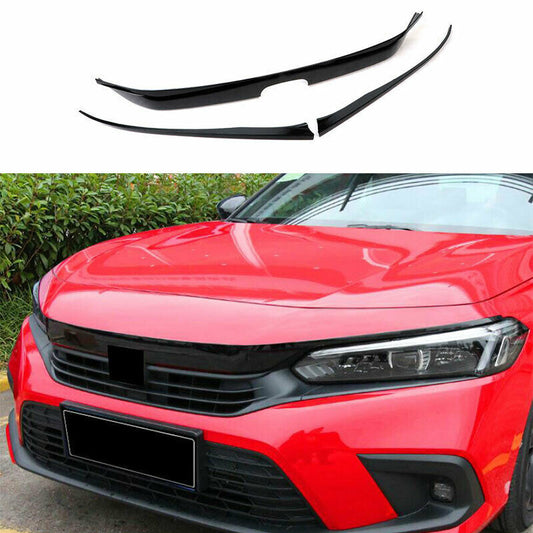 for Honda for Civic 2022-2023 Glossy Black ABS Front Grille Lip Cover Moulding Trim
